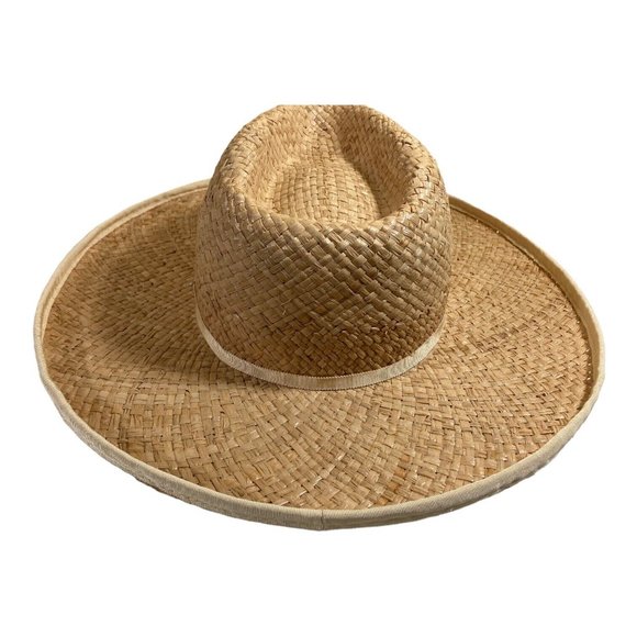 Olive & Pique Straw Rancher Hat Wide Brim Woven Natural Fiber Adjustable NWT - Picture 4 of 7